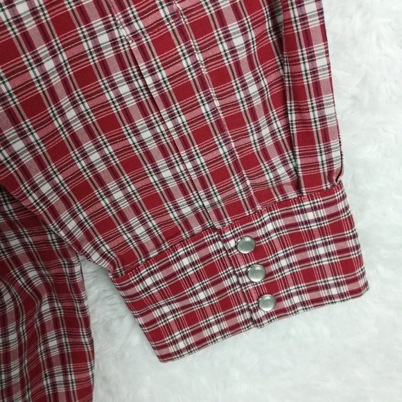 Fox Fire Mens Shirt Button Down Western Pearl Snaps Red Plaid Long Sleeve Big 3X - Picture 5 of 11
